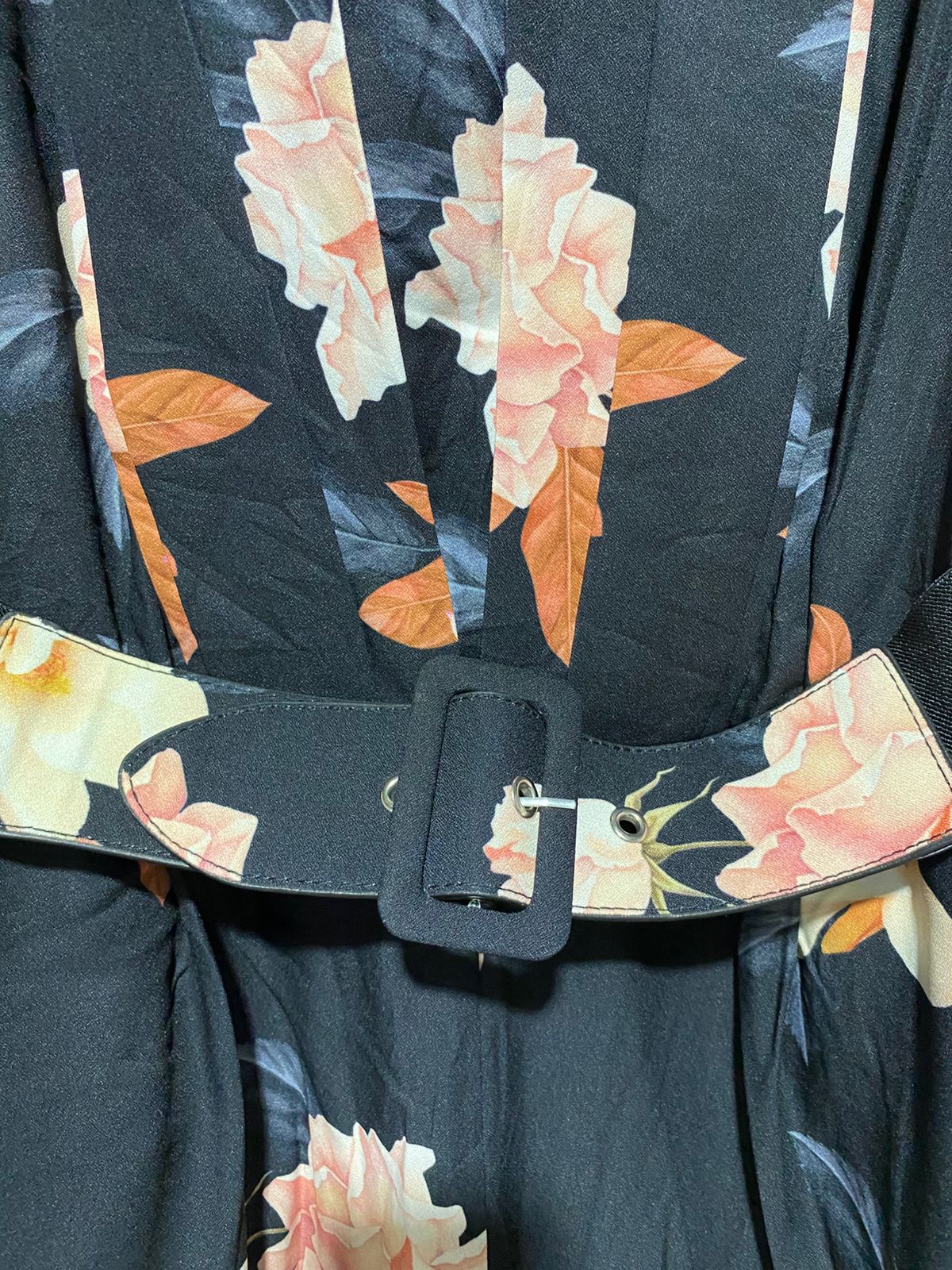 CITY CHIC |S| BUST 20| SLEEVELESS BLACK FLORAL WIDE-LEG JUMPSUIT WITH BELTED WAIST