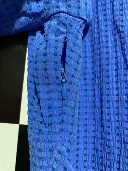 VALLEY |M| BUST 17|B10| COBALT BLUE TEXTURED SEERSUCKER MAXI DRESS WITH BUTTON FRONT