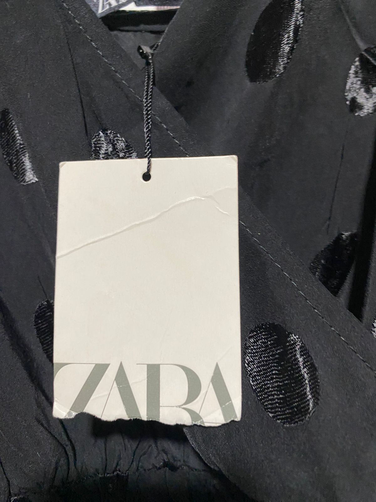 ZARA |S| BUST 15| ELEGANT BLACK VELVET POLKA DOT MIDI DRESS WITH DRAMATIC RUFFLES