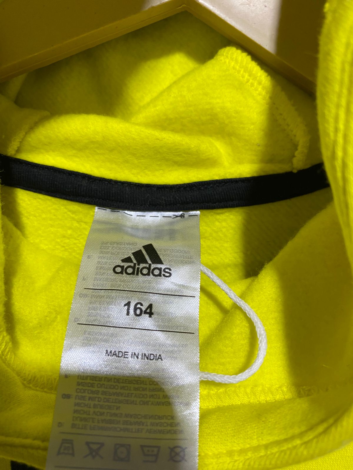 ADIDAS |M| BUST 20| NEON YELLOW 3-STRIPE PULLOVER HOODIE