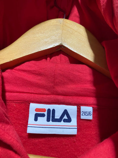 FILA |XS| BUST 20| WOMEN'S RED QUARTER-ZIP CROPPED GRAPHIC HOODIE