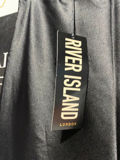 RIVER ISLAND |S| WAIST 26| BLACK SATIN MIDI SKIRT