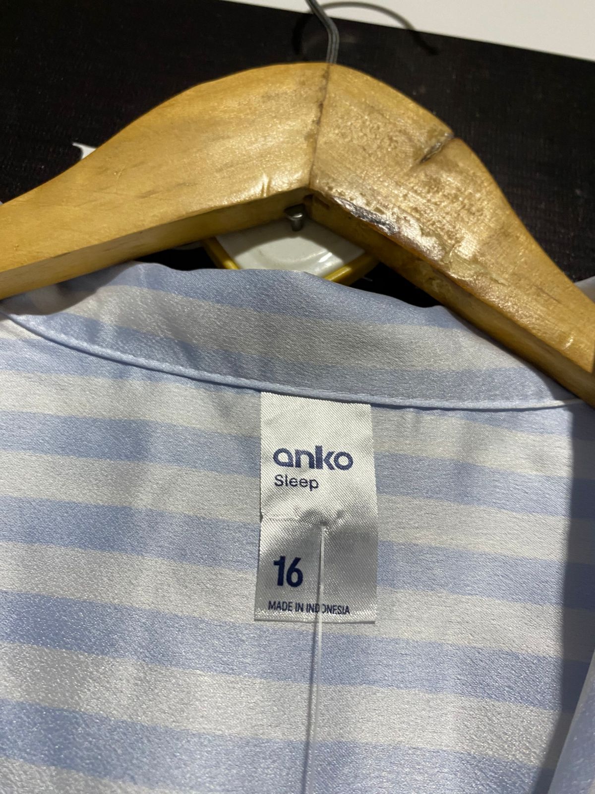 ANKO |L| B19|  BLUE AND WHITE STRIPED SATIN PAJAMA SHORT SET