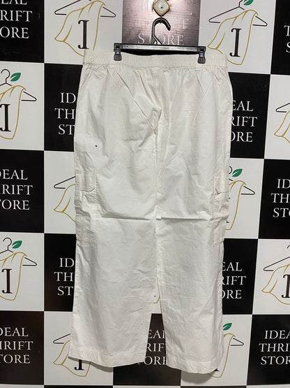 ANKO |XXL| WAIST 38|B12| WOMEN’S HIGH-WAISTED CARGO PANTS - CRISP WHITE UTILITY TROUSERS