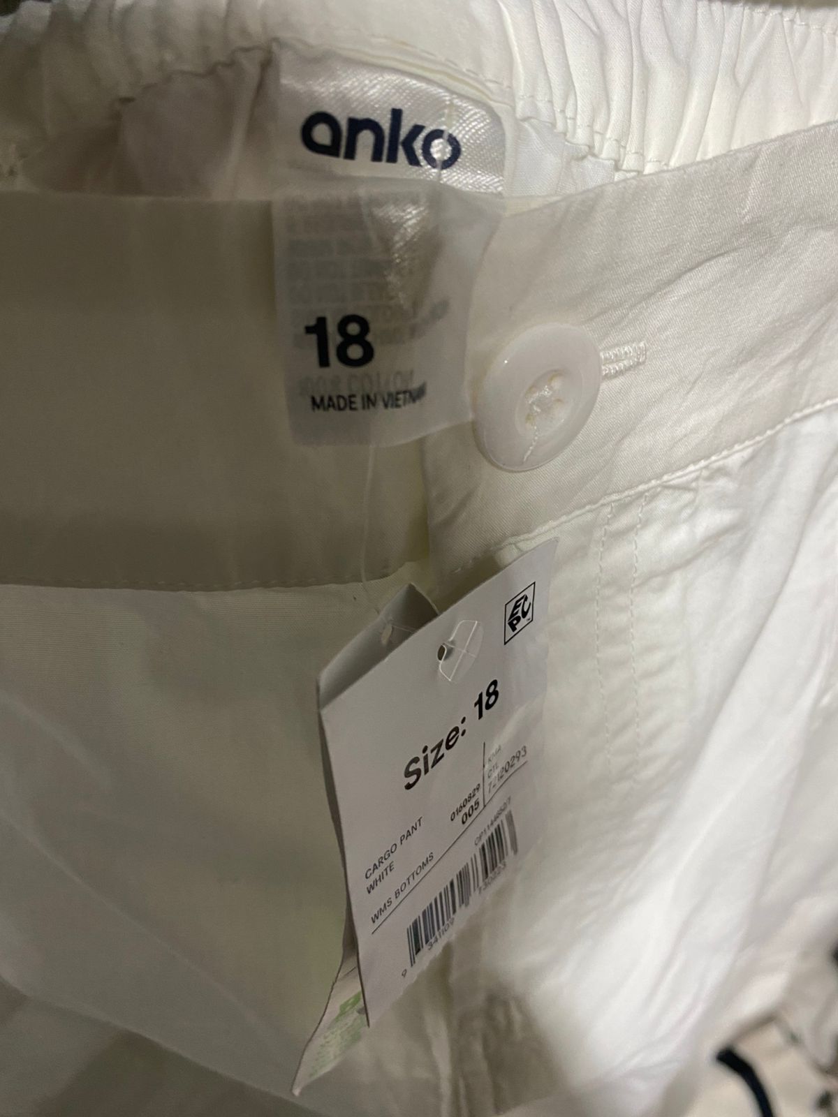 ANKO |XXL| WAIST 38|B12| WOMEN’S HIGH-WAISTED CARGO PANTS - CRISP WHITE UTILITY TROUSERS