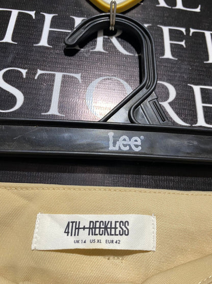 RECKLESS |XL| WAIST 30| WOMEN’S HIGH-WAISTED WIDE-LEG TROUSERS - SOPHISTICATED BEIGE CHINO PANTS