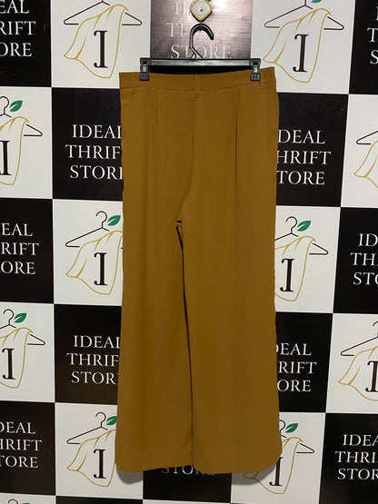 ALICE IN THE EVE |L| WAIST 30| SOPHISTICATED MUSTARD BROWN WIDE-LEG TROUSERS