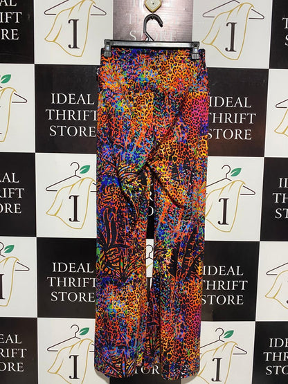 EXOTICA |L| WAIST 26| BOLD MULTICOLOR ABSTRACT PRINT WIDE-LEG TROUSERS