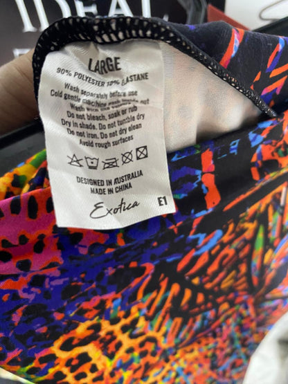 EXOTICA |L| WAIST 26| BOLD MULTICOLOR ABSTRACT PRINT WIDE-LEG TROUSERS