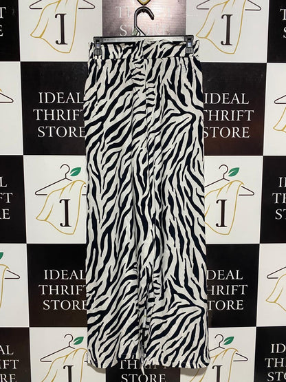 |M| WAIST 26| WOMEN’S HIGH-WAISTED ZEBRA PRINT TROUSERS - CLASSIC BLACK AND WHITE