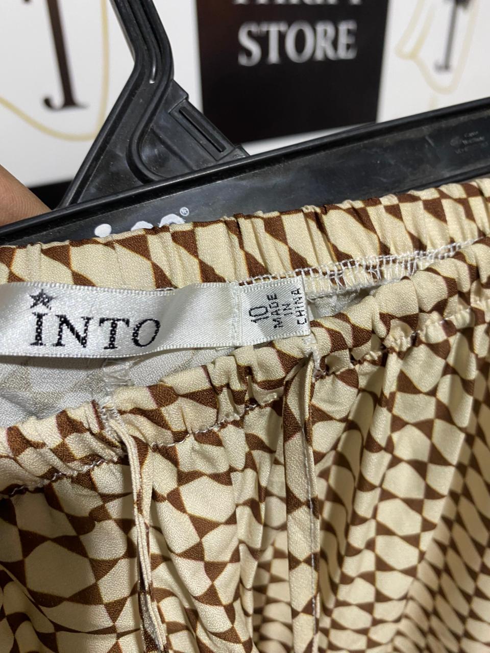INTO |M| WAIST 28| B11| WOMEN’S HIGH-WAISTED WIDE-LEG PALAZZO PANTS - INTRICATE GEOMETRIC