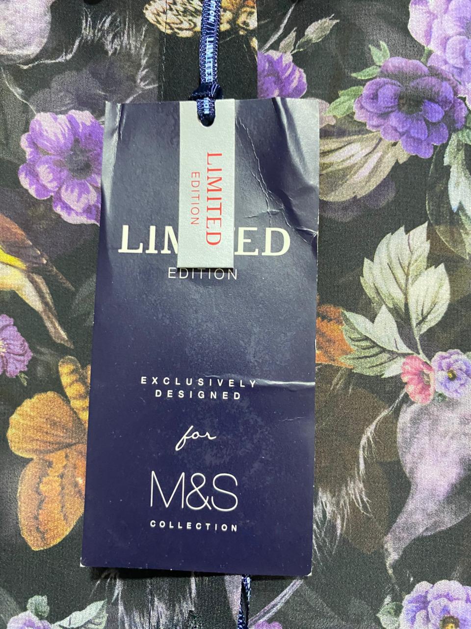 M&S LIMITED EDITION FLORAL & ANIMAL WHIMSY BLOUSE |L| BUST 22|