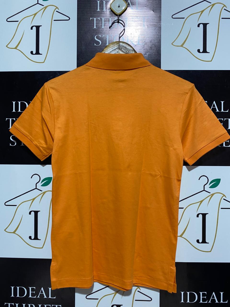 POLO RALPH LAUREN |S| BUST 17|  SHORT SLEEVE POLO SHIRT - VIBRANT ORANGE COTTON MESH - CLASSIC FIT COLLARED NECKLINE