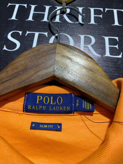 POLO RALPH LAUREN |S| BUST 17|  SHORT SLEEVE POLO SHIRT - VIBRANT ORANGE COTTON MESH - CLASSIC FIT COLLARED NECKLINE