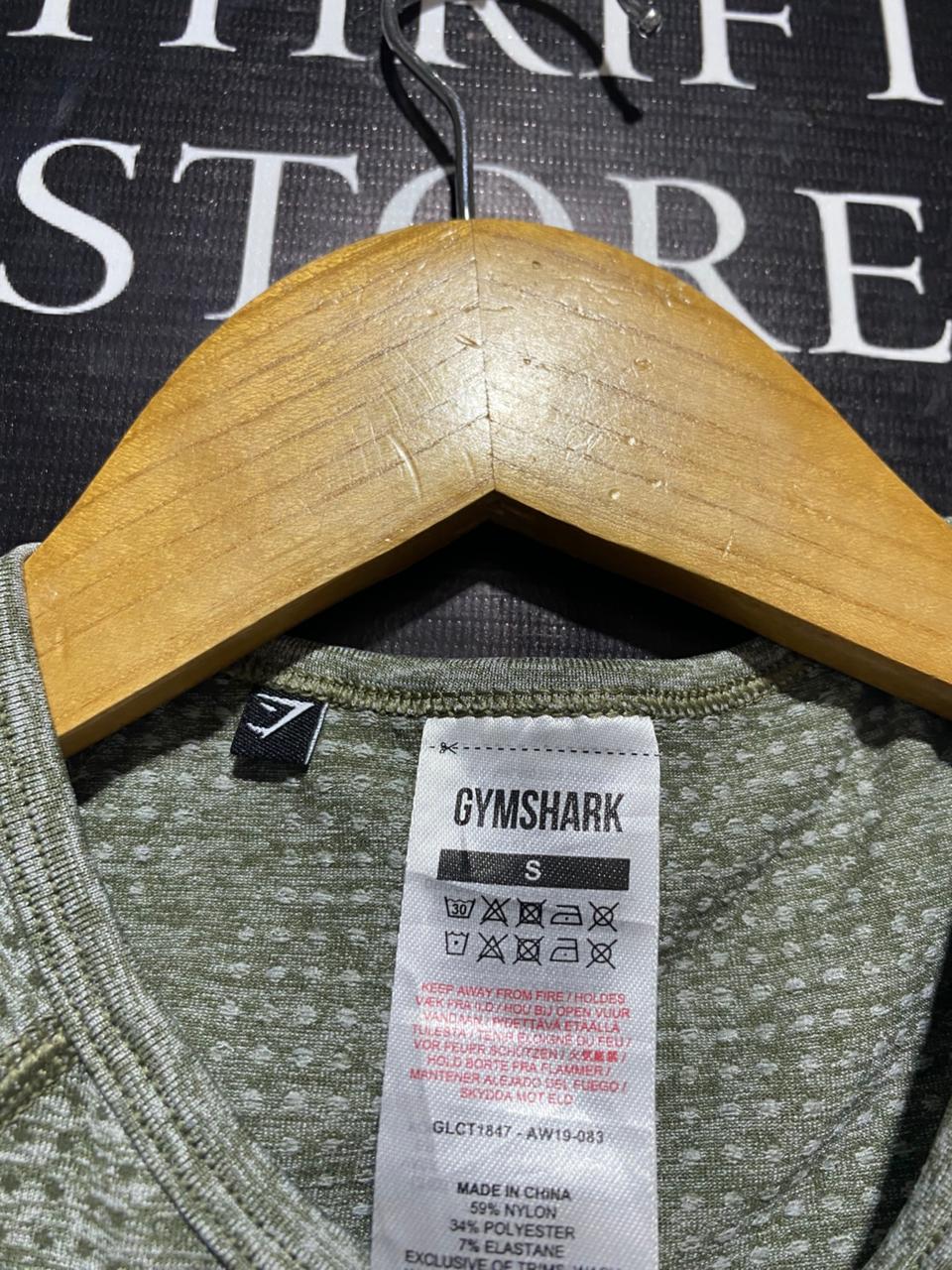 GYMSHARK |S| BUST 13| WOMEN’S SEAMLESS LONG-SLEEVE CROP TOP - MARL SAGE GREEN PERFORMANCE WEAR