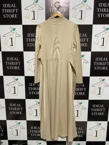 WOMEN’S LUXURY CHAMPAGNE SATIN MAXI DRESS |M| BUST 20|B10