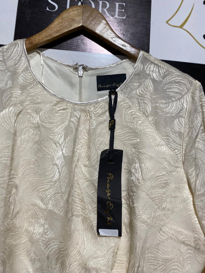 PHOSE EIGHT |XL| BUST 21| C3| WOMEN’S CREAM KNEE-LENGTH COCKTAIL DRESS - ELEGANT FLORAL LACE BODICE AND SLEEVES