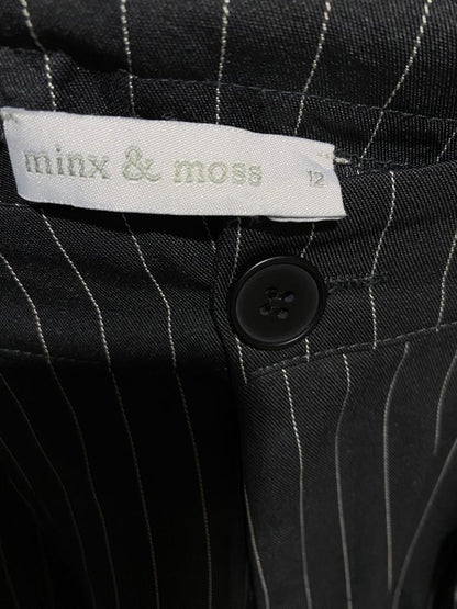 MINX & MOSS |XL| WAIST 32| SOPHISTICATED CHARCOAL GREY PINSTRIPE WIDE-LEG TROUSERS