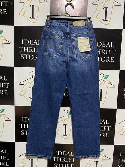 SPORTS GIRL |M| WAIST 26| CLASSIC BLUE HIGH-WAISTED STRAIGHT-LEG JEANS