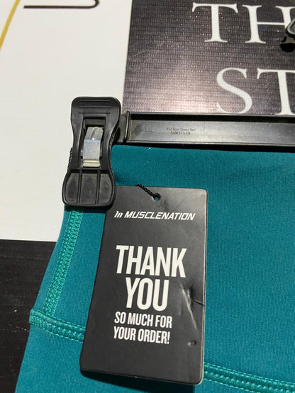 IN MUSCLE NATION |S| WAIST 24|B12| TEAL HIGH-WAISTED PERFORMANCE LEGGINGS