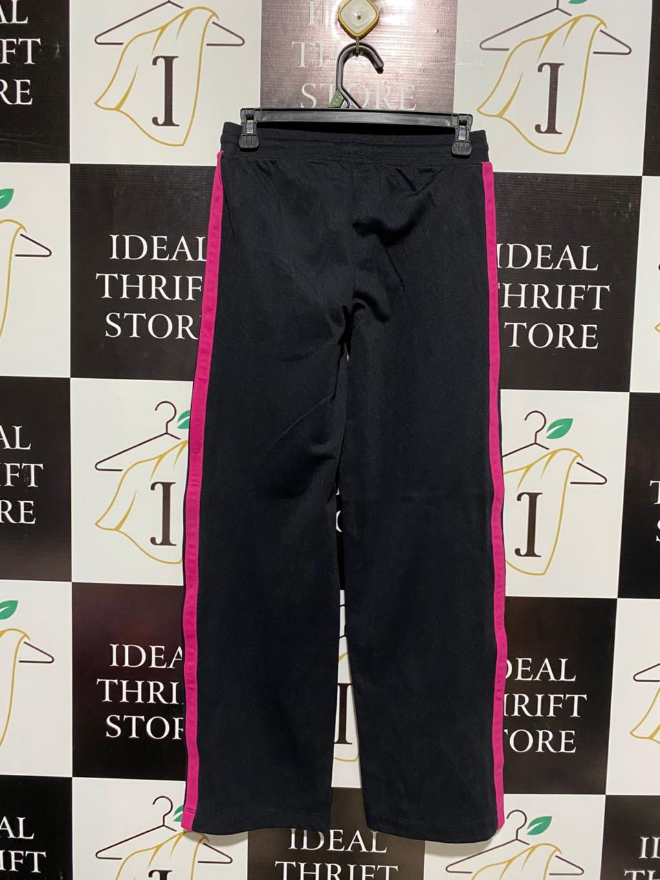 ENERGETIKS |M| WAIST 27| WOMEN'S BLACK WIDE-LEG TRACK PANTS WITH CONTRAST SIDE STRIPES