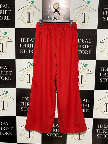 SHEIN |L| WAIST 28| VIBRANT RED WIDE-LEG TRACK PANTS WITH CONTRAST SIDE STRIPES