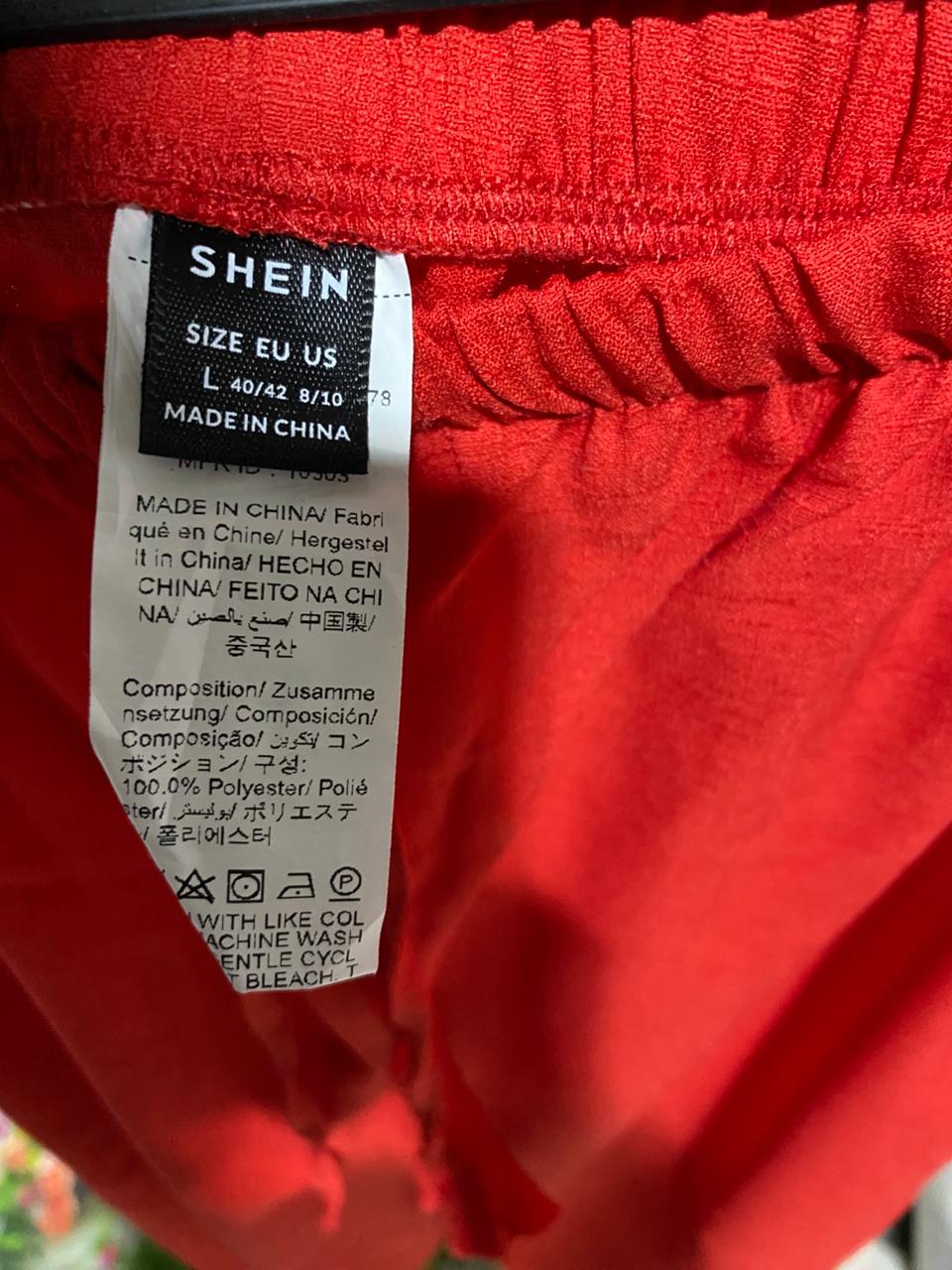 SHEIN |L| WAIST 28| VIBRANT RED WIDE-LEG TRACK PANTS WITH CONTRAST SIDE STRIPES