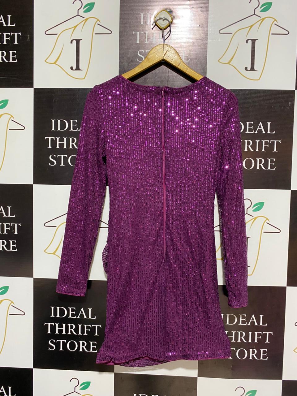 SHEIN |M| BUST 15| PURPLE SEQUIN CUT-OUT MINI DRESS