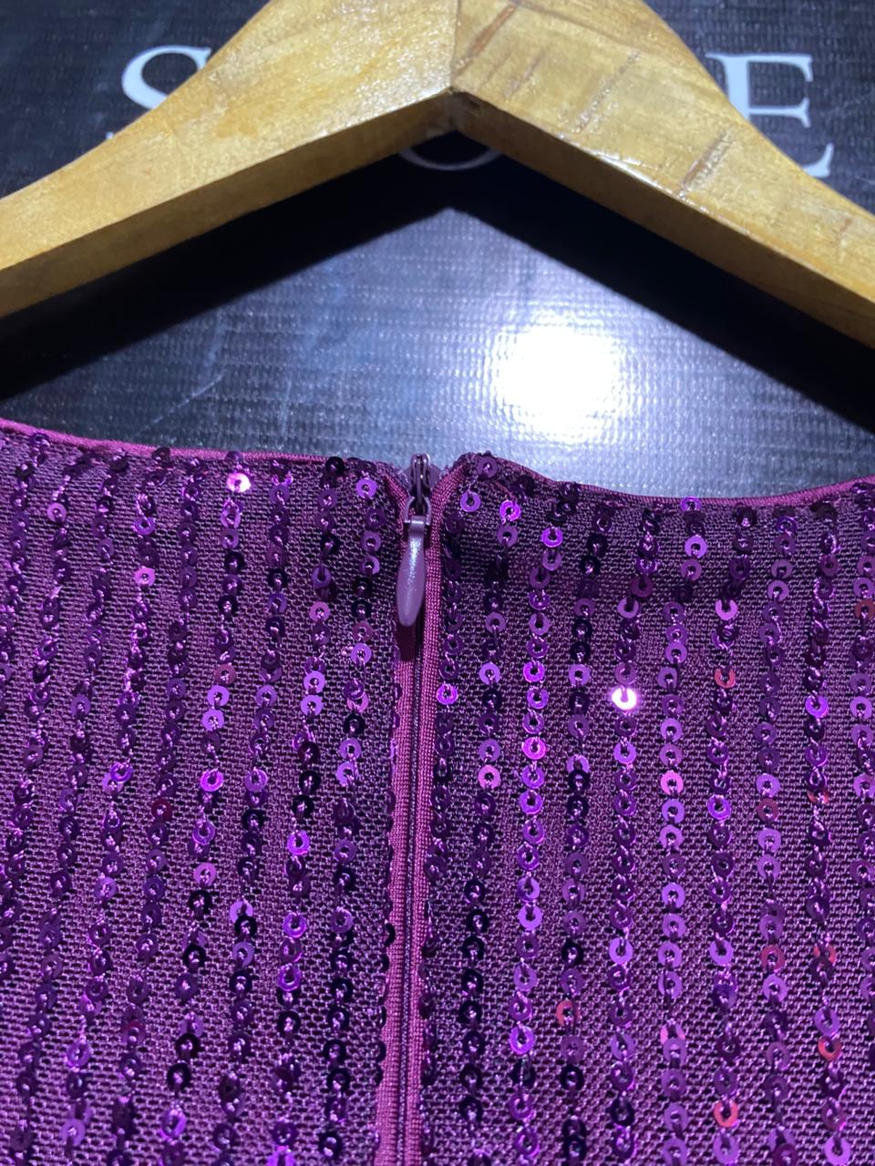 SHEIN |M| BUST 15| PURPLE SEQUIN CUT-OUT MINI DRESS
