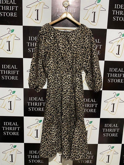 ED IT ED |L| BUST 18|C4| LEOPARD PRINT V-NECK MAXI DRESS