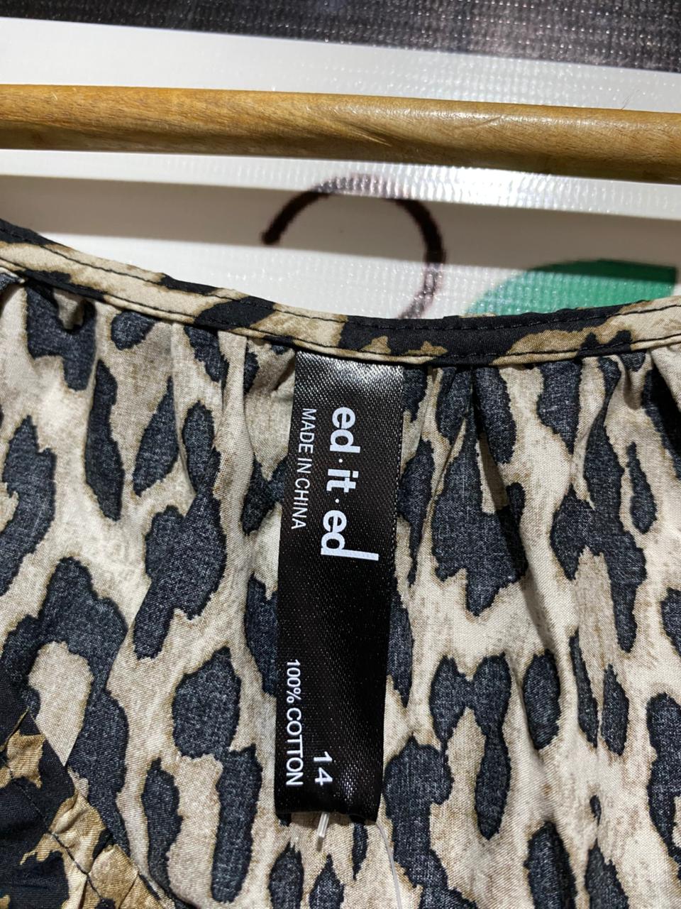 ED IT ED |L| BUST 18|C4| LEOPARD PRINT V-NECK MAXI DRESS