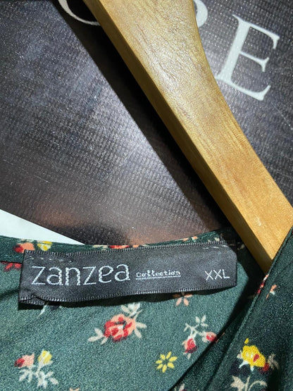 ZAN ZEA |M| BUST 19| DARK GREEN FLORAL TIERED MAXI DRESS