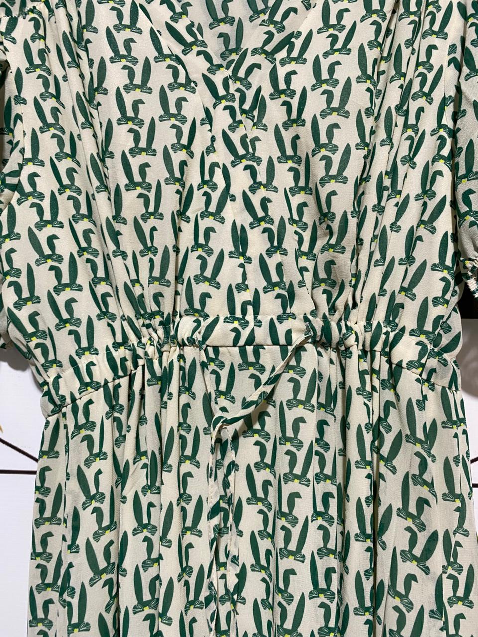 SAGE GREEN ABSTRACT PRINT MIDI DRESS |L| BUST 20|