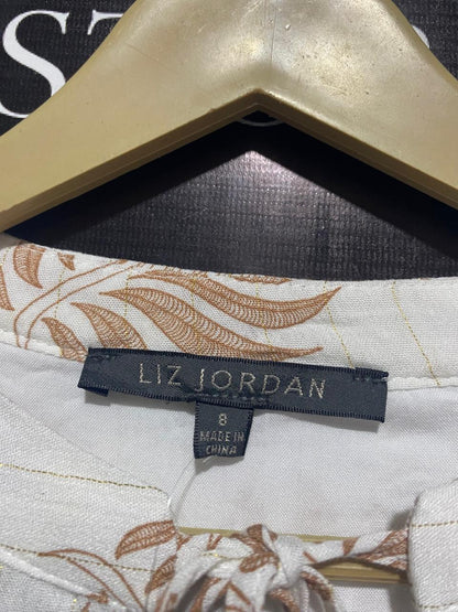 LIZ JORDAN |M| BUST 16|C4|BOHEMIAN BREEZE LEAF PRINT MIDI DRESS