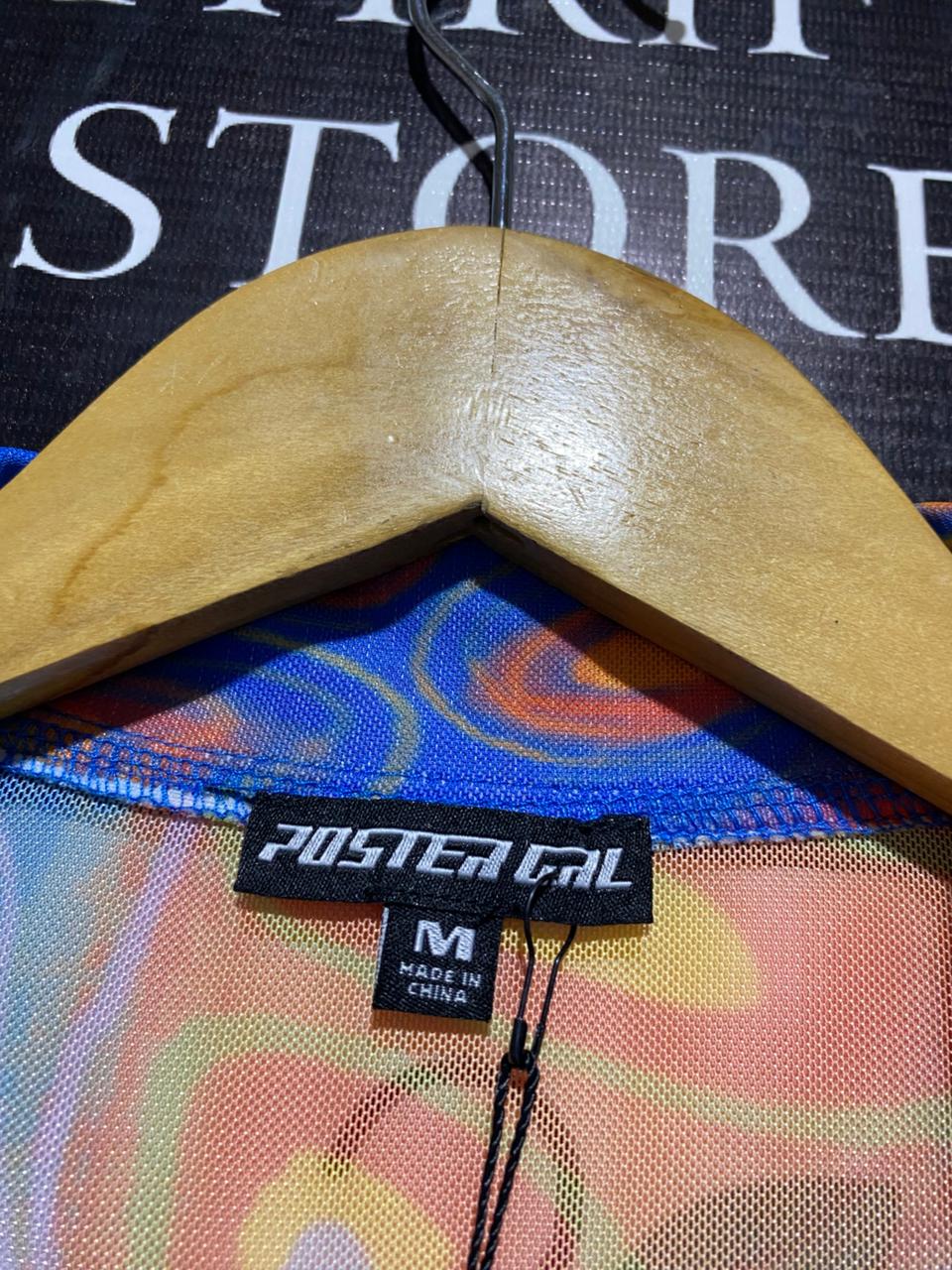 POSTER GAL |M| BUST 15| PSYCHEDELIC MESH CROP CARDIGAN
