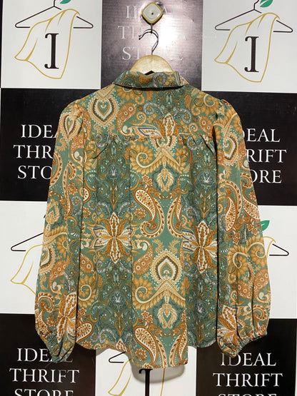 LIZ JORDAN |L| BUST 20| PAISLEY PRINT LONG SLEEVE BLOUSE
