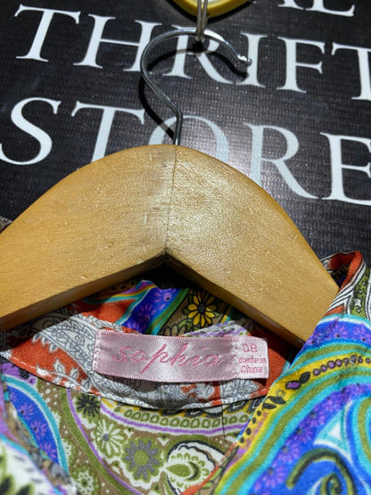 SOPHIA |M| BUST 18| MULTICOLORED PAISLEY PRINT COTTON BUTTON-FRONT SHIRT