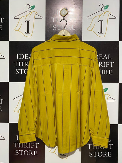 SHEIN |XL| BUST 25| MUSTARD YELLOW STRIPED COTTON BUTTON-DOWN SHIRT