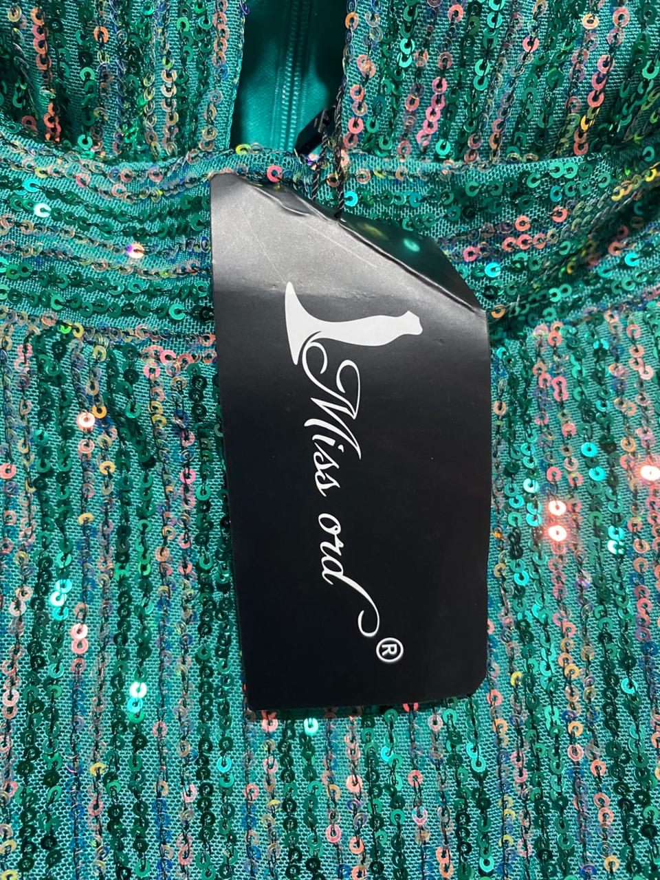 MISS ORD |XL| BUST 16| EMERALD SEQUIN HALTER MAXI DRESS