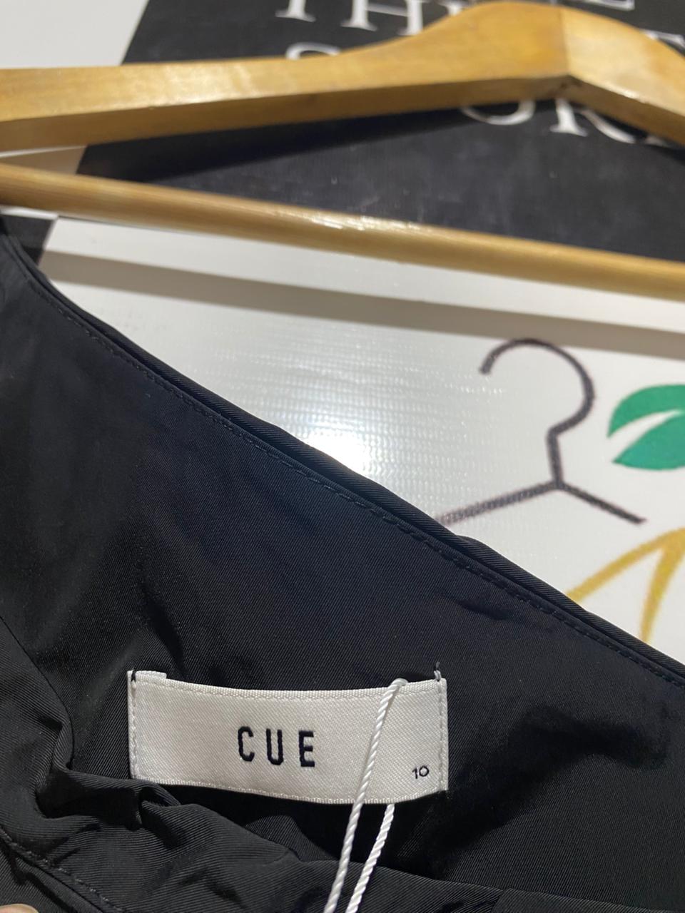 CUE |M| BUST 17| BLACK ONE-SHOULDER RUCHED MINI DRESS