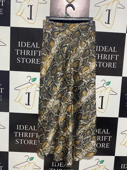 ZARA |S| WAIST 28| SNAKESKIN PRINT A-LINE MIDI SKIRT