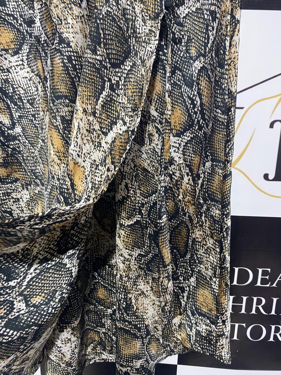 ZARA |S| WAIST 28| SNAKESKIN PRINT A-LINE MIDI SKIRT