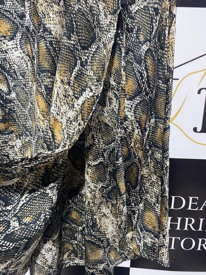 ZARA |S| WAIST 28| SNAKESKIN PRINT A-LINE MIDI SKIRT