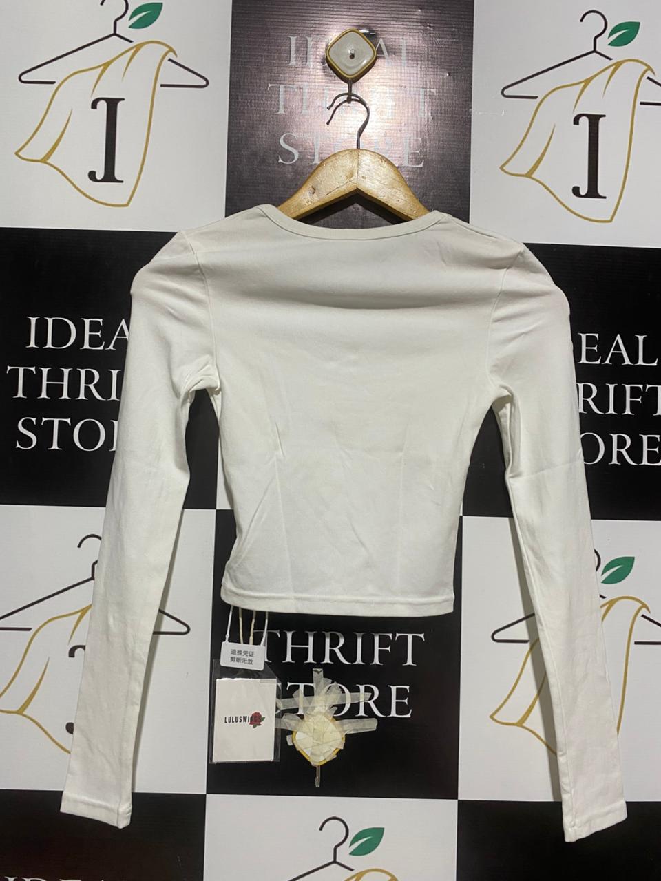 LULU SWINGS |XS| BUST 12| WHITE SQUARE-NECK CROP TOP