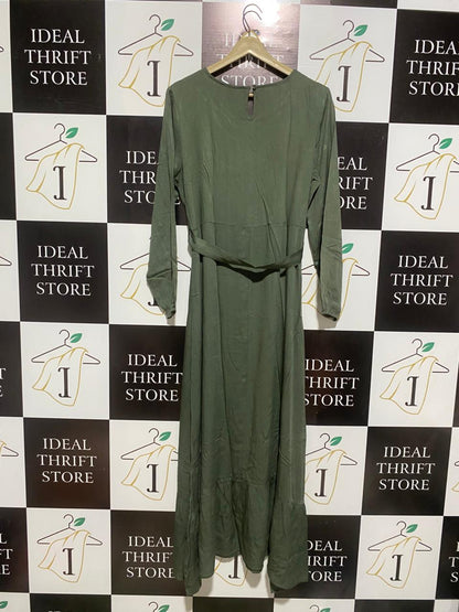 P L D |S| BUST 18| C3| OLIVE GREEN TIERED MAXI DRESS