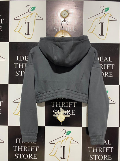ALPHALETE |XS| BUST 20| CHARCOAL CROP ZIP HOODIE
