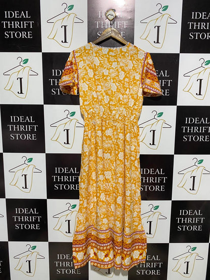 SHEIN |M| BUST 17|C4| WOMEN’S YELLOW BOHEMIAN FLORAL MAXI DRESS
