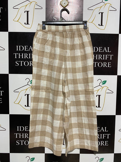 ANKO |M| WAIST 27| BROWN AND WHITE FLORAL WIDE-LEG PANTS
