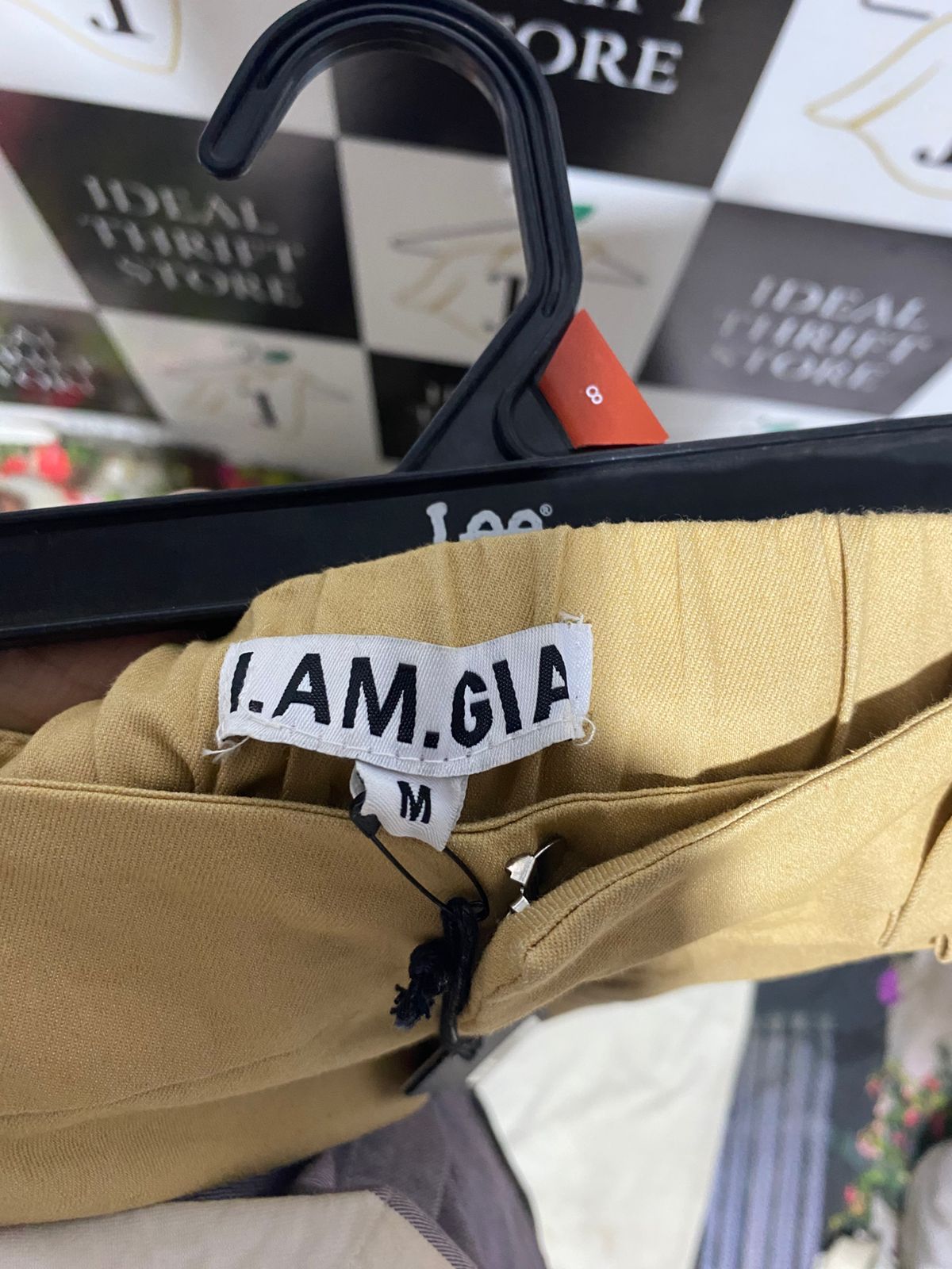 I AM GIA |M| WAIST 28| WOMEN’S TAN HIGH-WAISTED CARGO JOGGERS - ELASTIC CUFF UTILITY PANTS