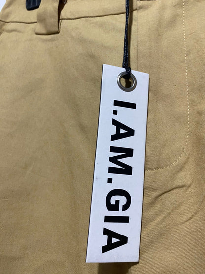 I AM GIA |M| WAIST 28| WOMEN’S TAN HIGH-WAISTED CARGO JOGGERS - ELASTIC CUFF UTILITY PANTS